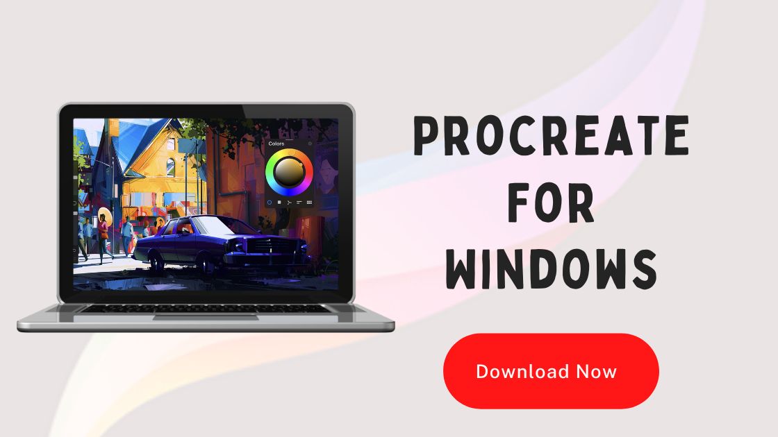 Windows PC showing Procreate Interface and download button
